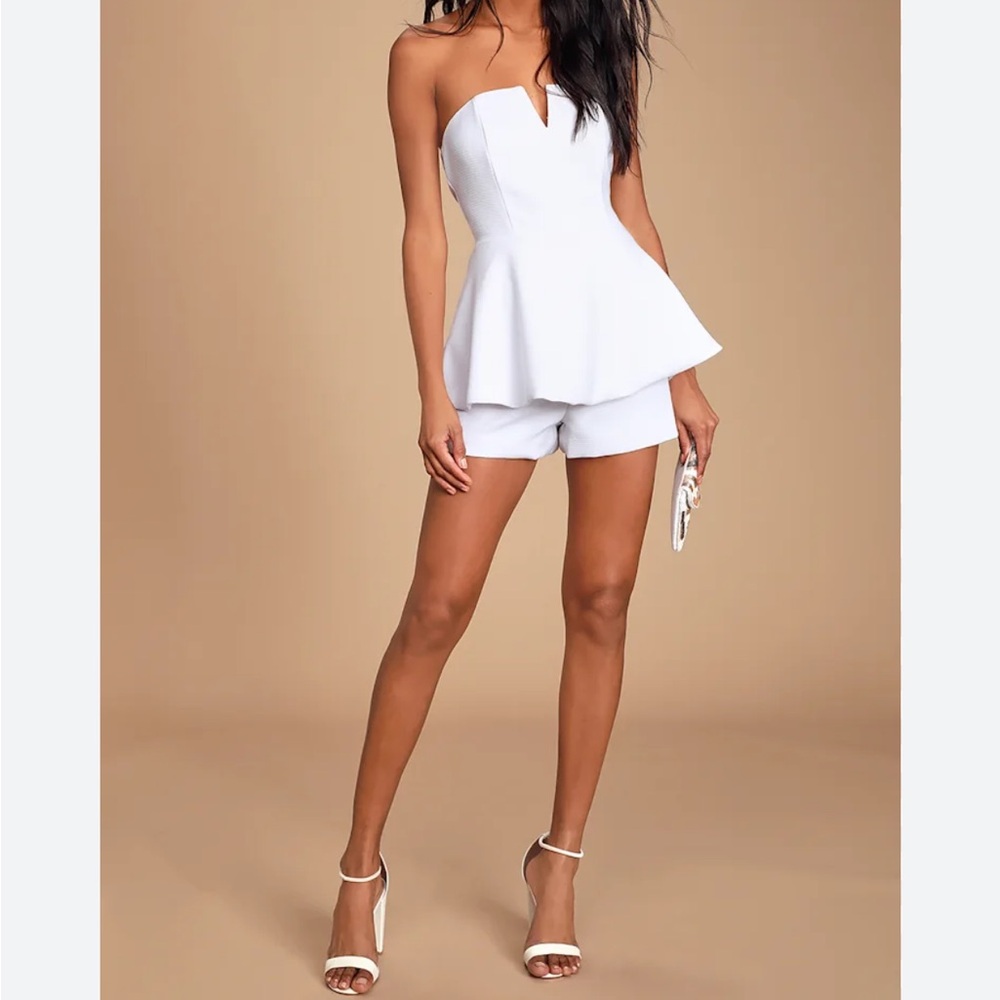 Elegant White Strapless Romper